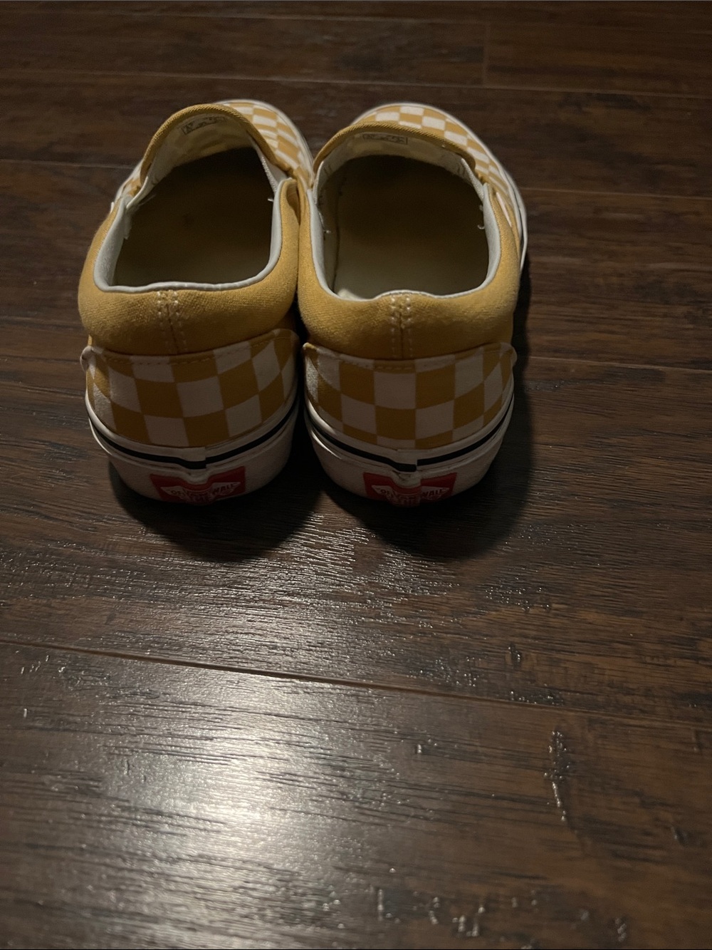 Vans Checkerboard Slip-On Sneakers in Mustard Yellow and White - Picture 2 of 5